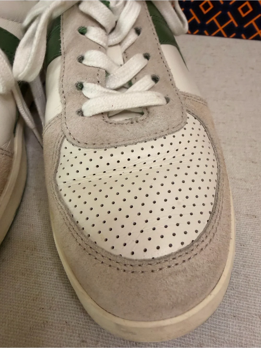 Tory Burch Women’s Low-Top Leather & Suede Sneakers — White & Green
